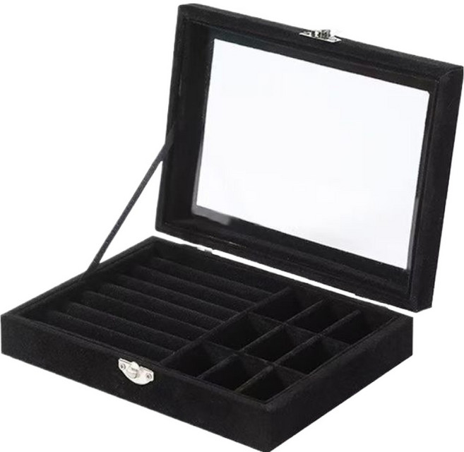 퍼셀론 여성용 플란넬 액세서리 9칸 수납함, 블랙, 1개