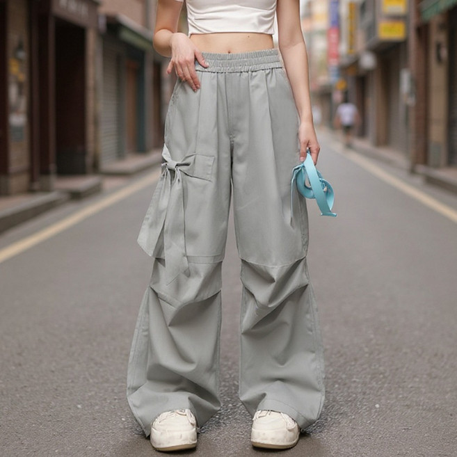 알로데 여성용 리본 아노락 카고 긴바지