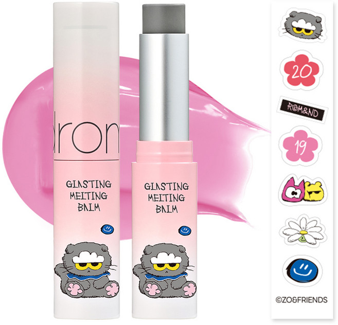 rom&nd 台灣公司貨 果凍唇膏 ZO&FRIENDS聯名款 含貼紙, 19 喵粉軟糖, 3g, 1個