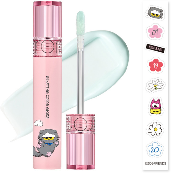 rom&nd 台灣公司貨 天使光糖漿唇蜜 ZO&FRIENDS聯名款 含貼紙, 20 雲朵薄荷, 1個