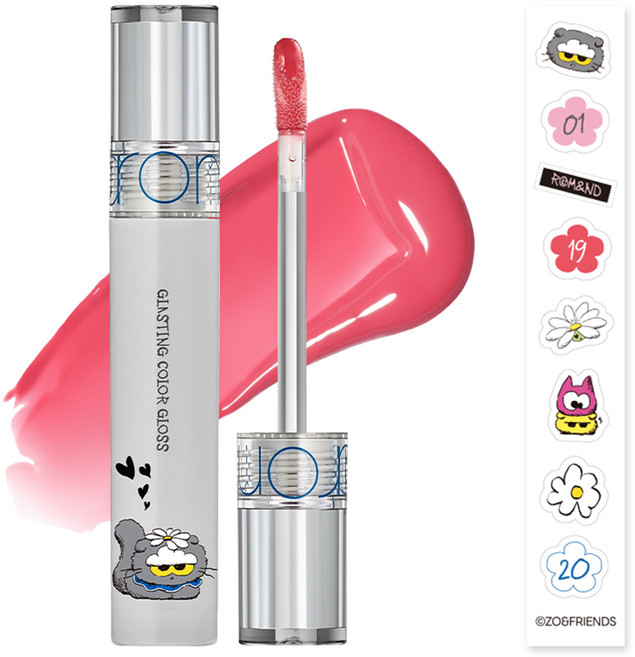 rom&nd 台灣公司貨 天使光糖漿唇蜜 ZO&FRIENDS聯名款 含貼紙, 19 莓莓雛菊, 1個