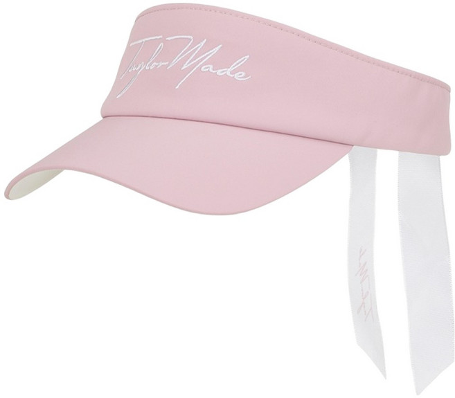 테일러메이드 여성용 스크립트 로고 리본 바이저 모자, 네온핑크, 1개