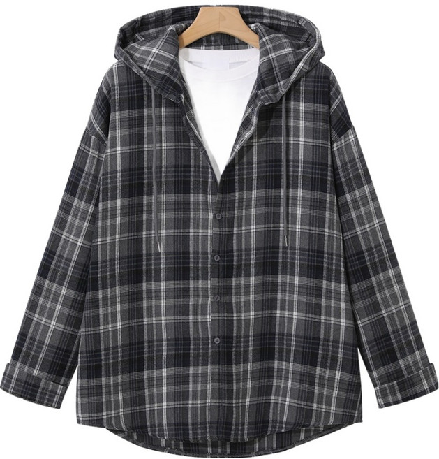 엠엔씨 후드 박스핏 체크셔츠 MDLS253KA