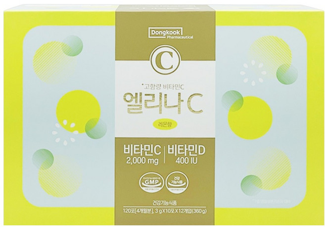 동국제약 엘리나C 고함량 비타민C 2000mg 비타민D 400IU 120p, 360g, 1개