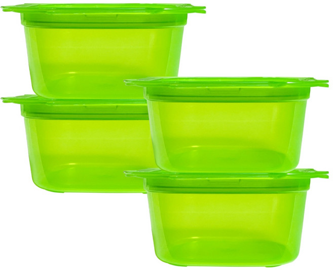 바칠레 야채반장 전자레인지용 냉동밥 반찬 보관용기 그린, 4개, 290ml