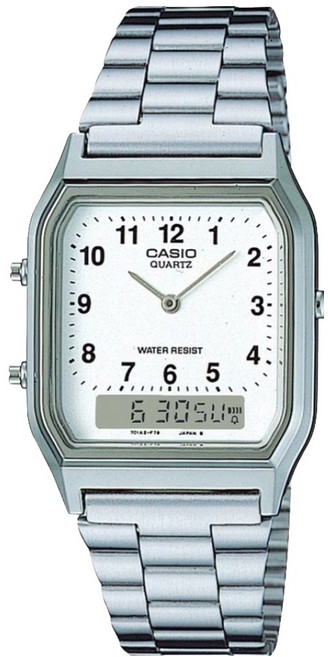CASIO 卡西歐 指針 + 數位雙顯金屬手錶 AQ-230A-7B