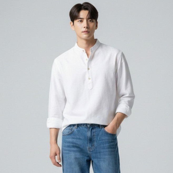 레이먼 남성용 레이먼 에드 옥스포드 헨리넥 셔츠