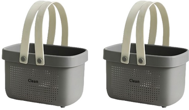 블럭마트 욕실 목욕 다용도 바구니 2p, 그레이