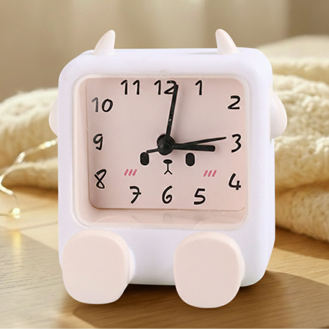 므뮤 귀여운 캐릭터 인테리어 미니 탁상시계, 화이트