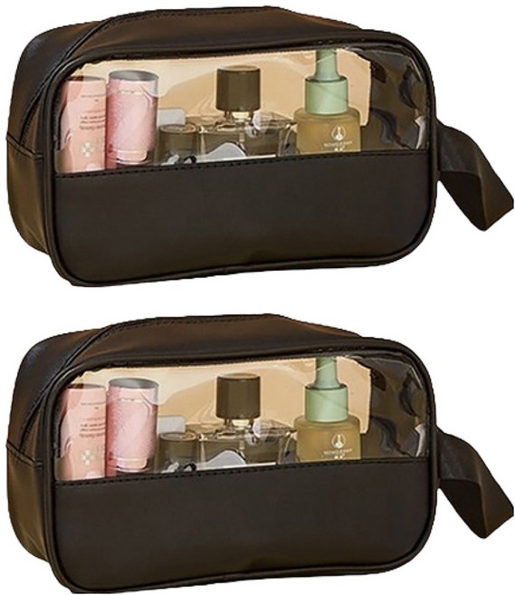 블럭마트 휴대용 세면 목욕가방 2p, 블랙