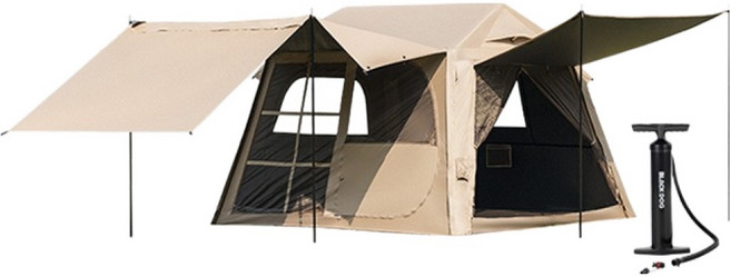 BLACKDOG 아웃도어 캠핑 리트리트 에어텐트 BD370, 베이지, 4인용