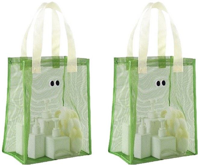 블럭마트 물빠지는 목욕 메쉬 가방 2p, 그린