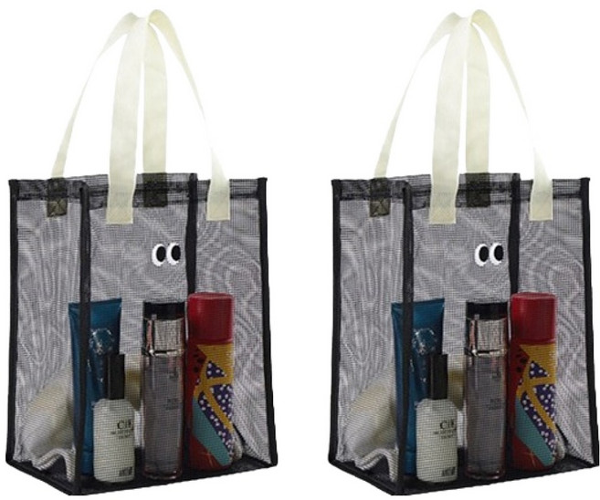 블럭마트 물빠지는 목욕 메쉬 가방 2p, 블랙