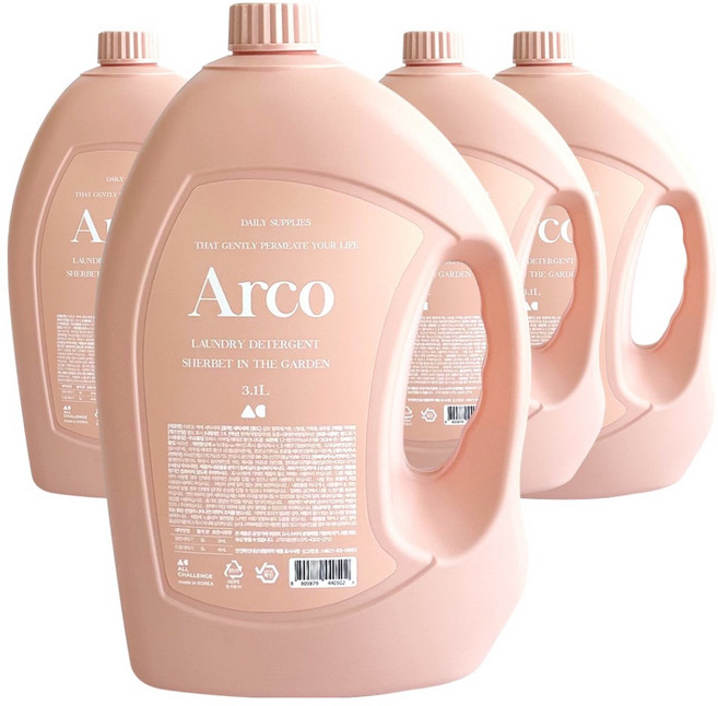 올챌린지 아르꼬 대용량 액체 세탁세제, 3.1L, 4개