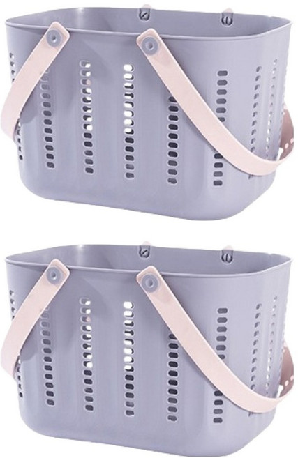 블럭마트 단추 포인트 목욕 바구니 2p, 그레이