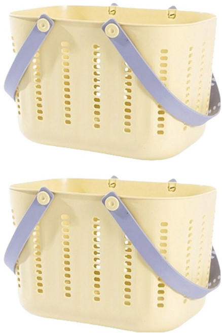 블럭마트 단추 포인트 목욕 바구니 2p, 옐로우