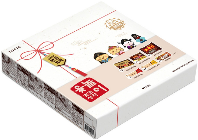 롯데웰푸드 설렌타인 한정기획 윷놀이 초코상자세트, 1세트, 아몬드초코볼 2p + ABC초코쿠키 + ABC초코 + 가나초코바 3p + 가나초코바아몬드 + 크런키