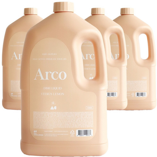 AllChallenge Arcco 廚房洗潔精 檸檬香, 3L, 4個