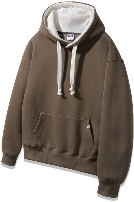 앨빈클로 남녀공용 배색 무지 기모 오버핏 후드티 AVH857