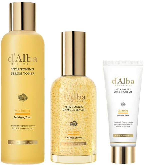 달바 비타 3종 잡티개선 토너 180ml + 캡슐 세럼 100ml + 캡슐 크림 튜브형 55g 세트, 1세트 - 쿠팡