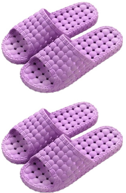 블럭마트 여성용 심플 욕실화, 바이올렛, 2개