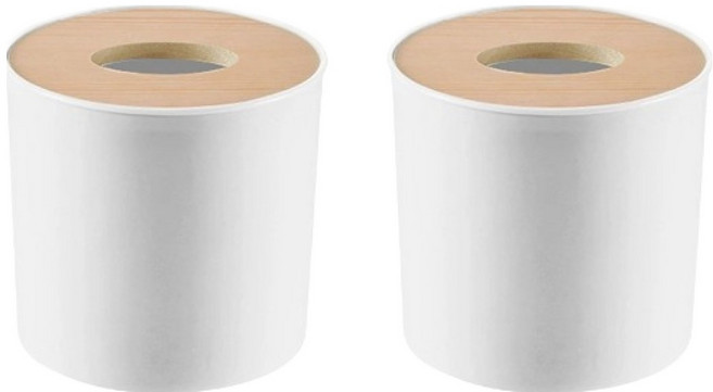 블럭마트 우드 티슈케이스 원형, 혼합색상, 2개