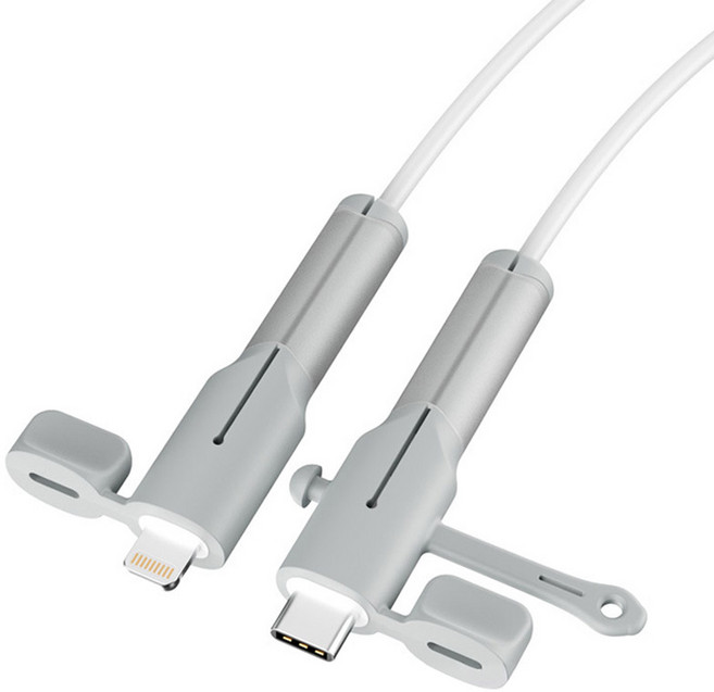 메이크마인 충전 케이블 파손 방지 보호 단선 방지 슬리브 보호캡 애플 아이폰 8핀 c타입, 그레이, 1개