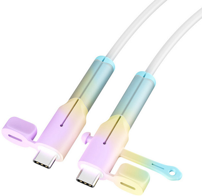 메이크마인 충전 케이블 파손 방지 보호 단선 방지 슬리브 보호캡 C타입, 레인보우, 1개