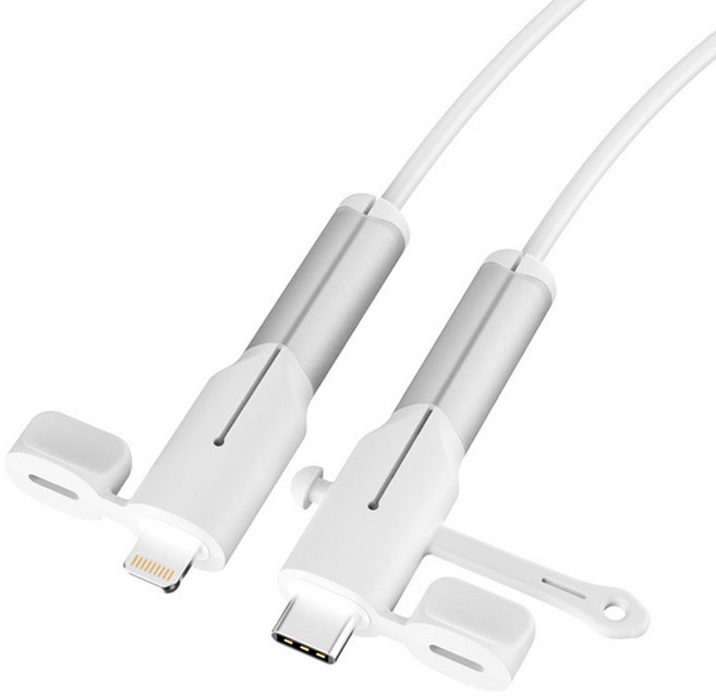 메이크마인 충전 케이블 파손 방지 보호 단선 방지 슬리브 보호캡 애플 아이폰 8핀 c타입, 화이트, 1개
