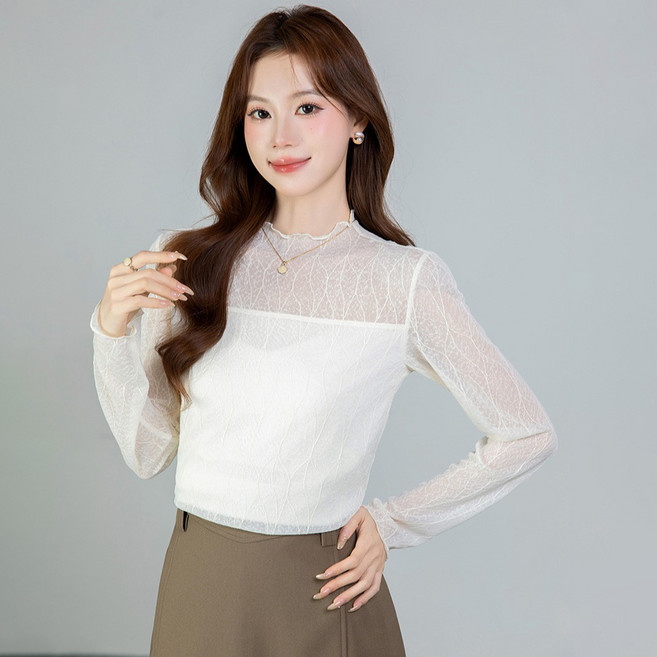 루나걸 여성용 레이마스 레이스 블라우스 L26SPBL012004