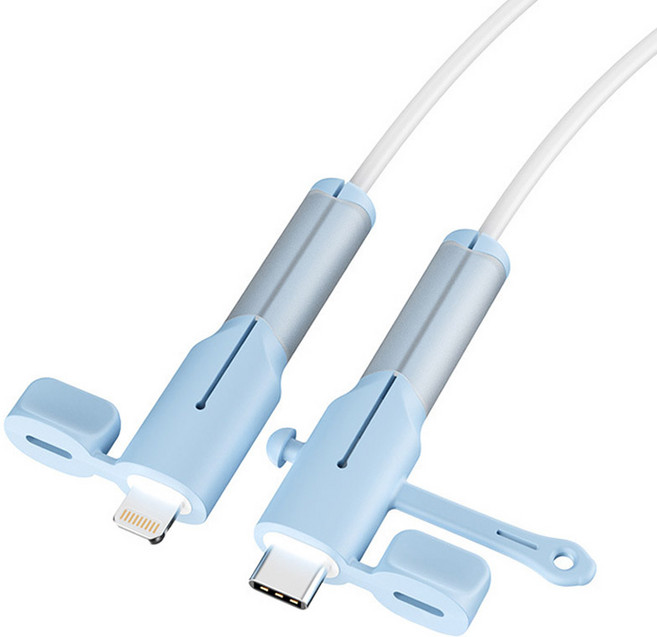 메이크마인 충전 케이블 파손 방지 보호 단선 방지 슬리브 보호캡 애플 아이폰 8핀 c타입, 블루, 1개