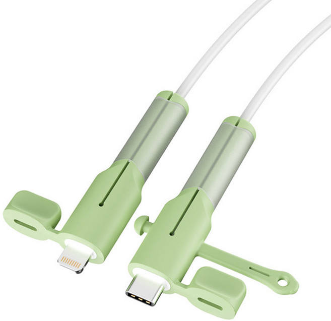 메이크마인 충전 케이블 파손 방지 보호 단선 방지 슬리브 보호캡 애플 아이폰 8핀 c타입, 말차그린, 1개