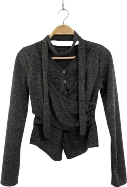 린다샵 여성용 코인티 타이 랩 슬림핏 레이어드 니트 cpnt6137k61