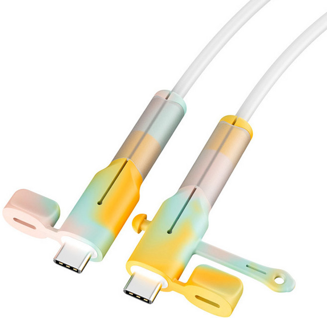 메이크마인 충전 케이블 파손 방지 보호 단선 방지 슬리브 보호캡 C타입, 레몬, 1개