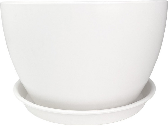 데일드 플라스틱 인테리어 반달 33 화분 + 받침 세트, 화이트, 1세트