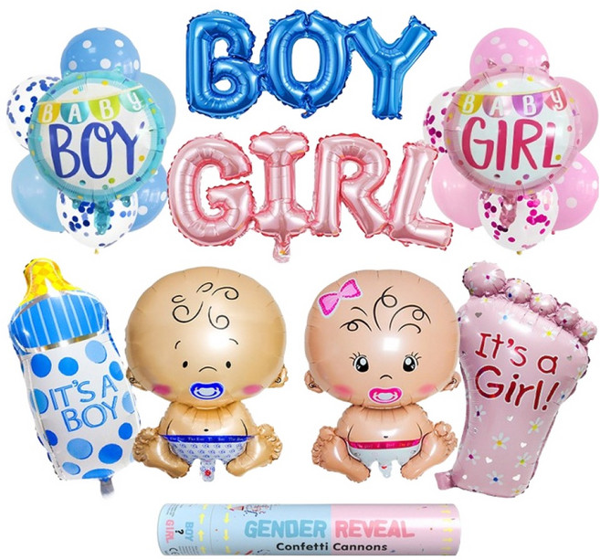 마다꾸미 젠더리빌 풍선 성별공개 이벤트용 베이비샤워 파티소품, 03 A세트+블루, 1세트