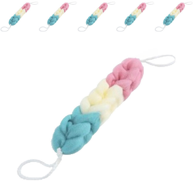 블럭마트 욕실 롱 샤워타올, 핑크블루, 1개입, 6개