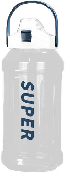 SUPER 大容量健身運動直飲彈蓋水壺/噸噸桶/吸管防摔水桶/精準刻度線隨行水瓶, 天空白, 1個, 2L