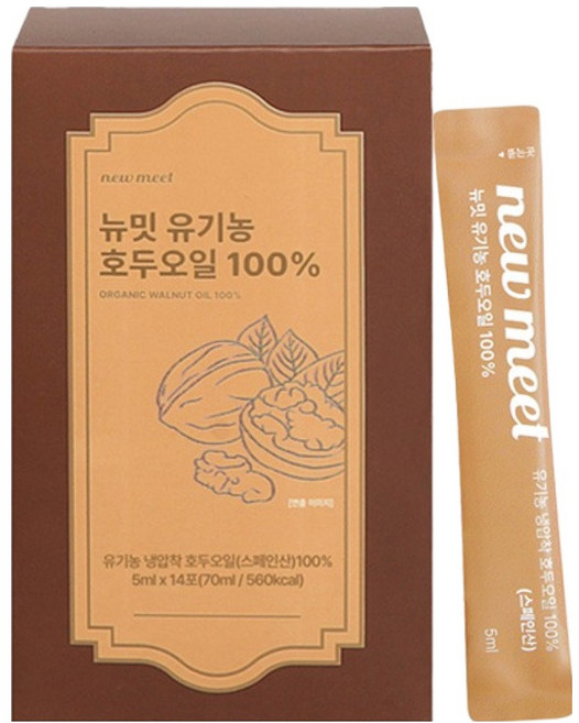 뉴밋 유기농 호두오일 100% 14포, 1개, 70ml