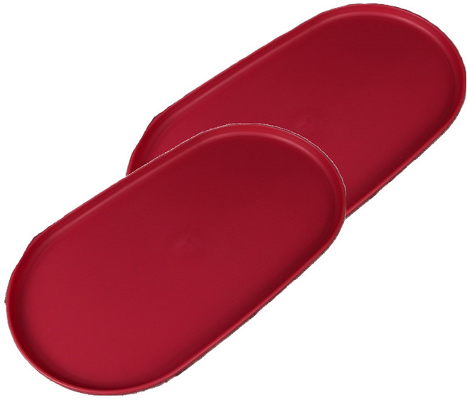 앞날창창 인테리어 다용도 타원형 트레이 2p, 와인레드