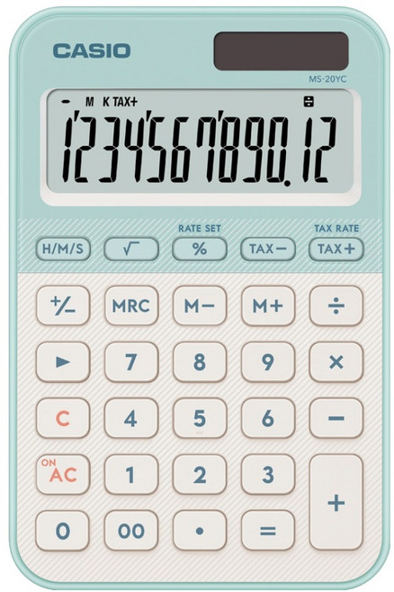 CASIO 卡西歐 彩色電子計算機 MS-20YC, 1個, 淺綠色