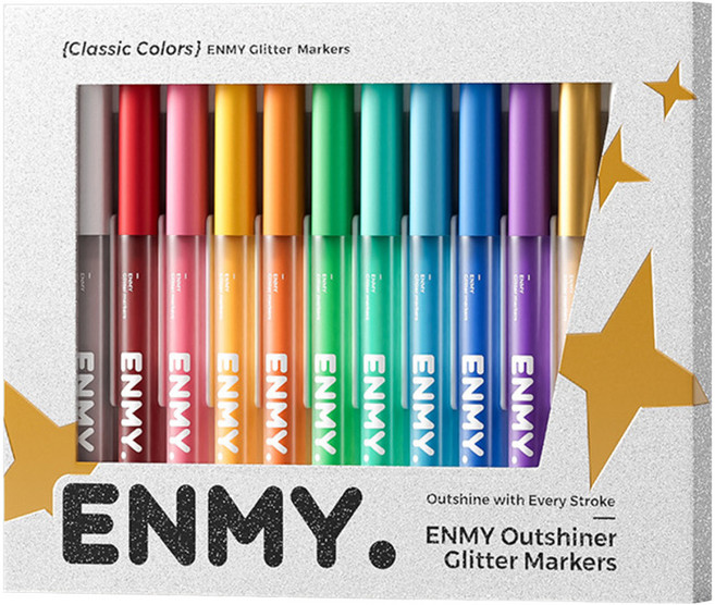 ENMy 恩米 爆閃馬克筆 12色盒裝, 1套, 12個