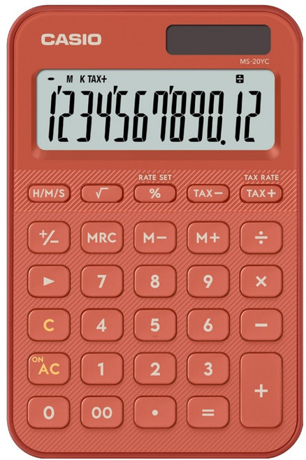 카시오 컬러 전자계산기 MS-20YC, 1개, 브릭레드