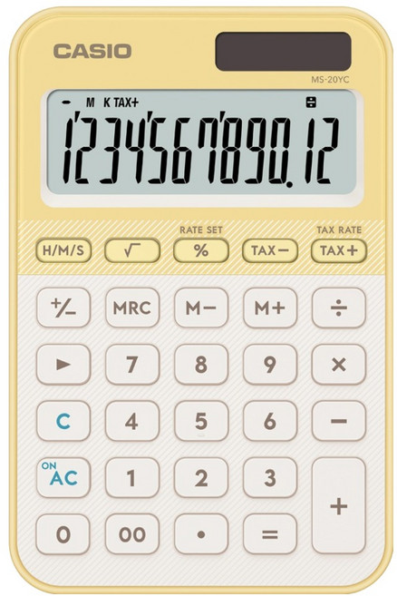 CASIO 卡西歐 彩色電子計算機 MS-20YC, 1個, 淺黃色