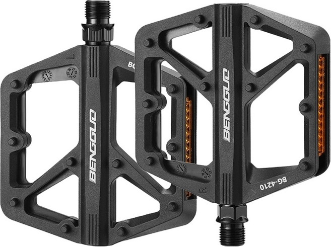 soonZAM 登山車 公路車 單速車 寬版 防滑 鋼針 踏板組, 黑色, 1套