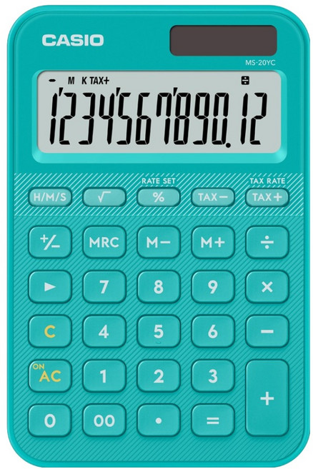 CASIO 卡西歐 彩色電子計算機 MS-20YC, 1個, 綠松石色