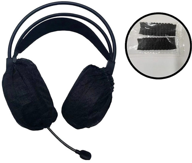 일회용 부직포 헤드셋 보호커버 대형 2p, 블랙, 50개