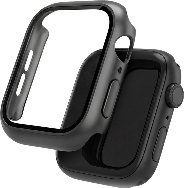 워치스탠다드 스마트워치 강화유리 일체형 풀커버 케이스, 스페이스그레이, 1개