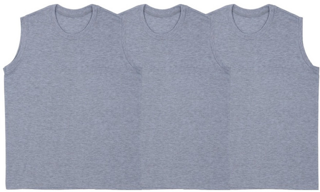 tpam 男女通用素色法式無袖上衣 3件組, 灰色 + 灰色 + 灰色