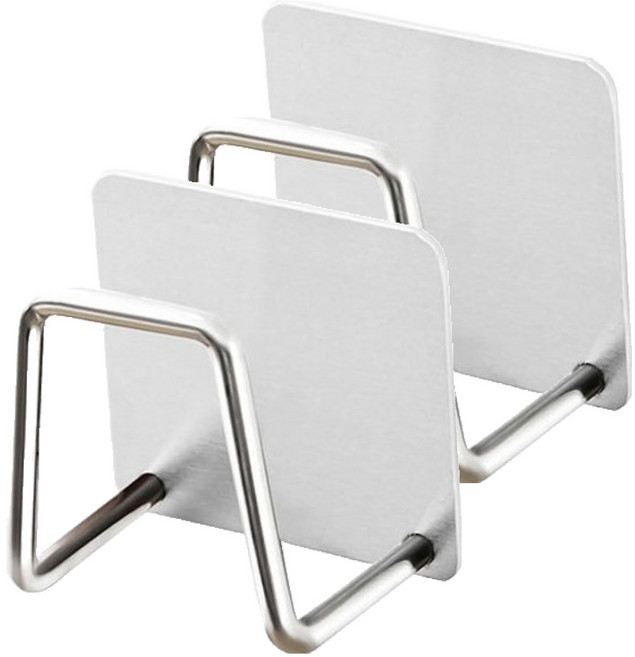 스텐 싱크대 수세미 거치대 FREE(4.9 x 4.9 x 3.3 cm), 실버, 2개